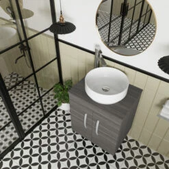 Nuie Athena Wall Hung 2-Door Vanity Unit And Worktop 500mm Wide - Natural Oak -HEATANDPLUMB Sales nuie athena vanity unit ath086w 11