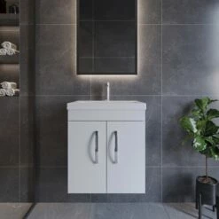 Nuie Athena Wall Hung 2-Door Vanity Unit With Basin-1 500mm Wide - Gloss White -HEATANDPLUMB Sales nuie athena vanity unit ath088a 2