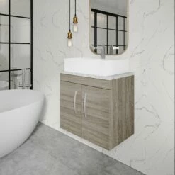 Nuie Athena Wall Hung 2-Door Vanity Unit With Sparkling White Worktop 600mm Wide - Charcoal Black Woodgrain 19 Nuie Athena Wall Hung 2-Door Vanity Unit With Sparkling White Worktop 600mm Wide - Charcoal Black Woodgrain -HEATANDPLUMB Sales nuie athena vanity unit ath089lsw 4 5