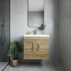 Nuie Athena Wall Hung 2-Door Vanity Unit With Basin-2 600mm Wide - Natural Oak 9 Nuie Athena Wall Hung 2-Door Vanity Unit With Basin-2 600mm Wide - Natural Oak -HEATANDPLUMB Sales nuie athena vanity unit ath091a 1