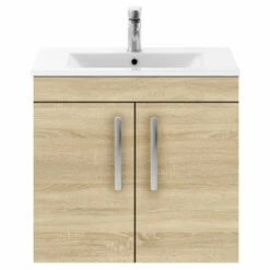 Nuie Athena Wall Hung 2-Door Vanity Unit With Basin-2 600mm Wide - Natural Oak 10 Nuie Athena Wall Hung 2-Door Vanity Unit With Basin-2 600mm Wide - Natural Oak -HEATANDPLUMB Sales nuie athena vanity unit ath091b 1