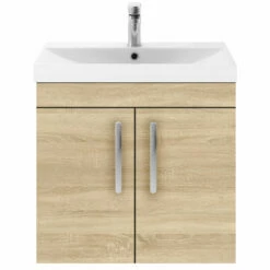 Nuie Athena Wall Hung 2-Door Vanity Unit With Basin-3 600mm Wide - Natural Oak 11 Nuie Athena Wall Hung 2-Door Vanity Unit With Basin-3 600mm Wide - Natural Oak -HEATANDPLUMB Sales nuie athena vanity unit ath091d 1