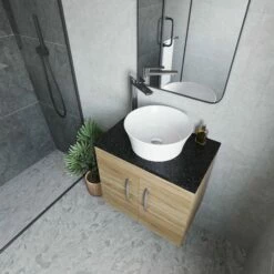 Nuie Athena Wall Hung 2-Door Vanity Unit And Worktop 600mm Wide - Gloss White -HEATANDPLUMB Sales nuie athena vanity unit ath091lsb 6 2