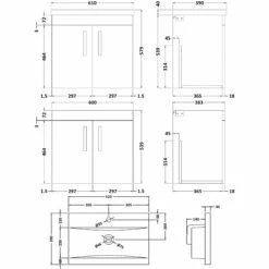 Nuie Athena Wall Hung 2-Door Vanity Unit With Basin-1 600mm Wide - Gloss White