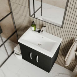 Nuie Athena Wall Hung 2-Door Vanity Unit With Basin-1 600mm Wide - Gloss White -HEATANDPLUMB Sales nuie athena vanity unit ath092a 7