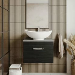 Nuie Athena Wall Hung 2-Door Vanity Unit With Sparkling White Worktop 600mm Wide - Charcoal Black Woodgrain 16 Nuie Athena Wall Hung 2-Door Vanity Unit With Sparkling White Worktop 600mm Wide - Charcoal Black Woodgrain -HEATANDPLUMB Sales nuie athena vanity unit ath092lbg 20 4