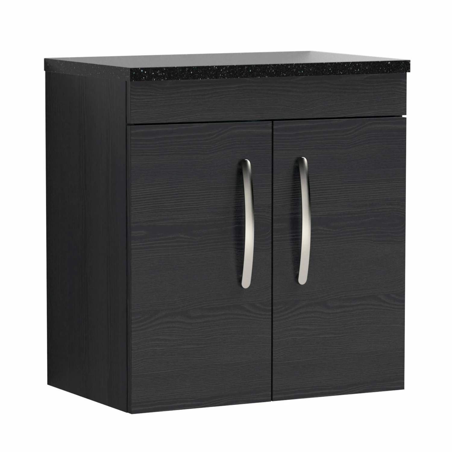 Nuie Athena Wall Hung 2-Door Vanity Unit With Sparkling Black Worktop 600mm Wide - Charcoal Black 7 Nuie Athena Wall Hung 2-Door Vanity Unit With Sparkling Black Worktop 600mm Wide - Charcoal Black - Image 5