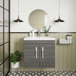 Nuie Athena Wall Hung 2-Door Vanity Unit With Basin-4 600mm Wide - Anthracite Woodgrain 13 Nuie Athena Wall Hung 2-Door Vanity Unit With Basin-4 600mm Wide - Anthracite Woodgrain -HEATANDPLUMB Sales nuie athena vanity unit ath093a 4