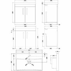 Nuie Athena Wall Hung 2-Door Vanity Unit With Basin-3 600mm Wide - Natural Oak 12 Nuie Athena Wall Hung 2-Door Vanity Unit With Basin-3 600mm Wide - Natural Oak -HEATANDPLUMB Sales nuie athena vanity unit ath093d 2