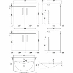 Nuie Athena Wall Hung 2-Door Vanity Unit With Basin-4 600mm Wide - Anthracite Woodgrain 15 Nuie Athena Wall Hung 2-Door Vanity Unit With Basin-4 600mm Wide - Anthracite Woodgrain -HEATANDPLUMB Sales nuie athena vanity unit ath093g 1