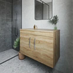 Nuie Athena Wall Hung 2-Door Vanity Unit And Worktop 800mm Wide - Natural Oak 15 Nuie Athena Wall Hung 2-Door Vanity Unit And Worktop 800mm Wide - Natural Oak -HEATANDPLUMB Sales nuie athena vanity unit ath098w 1