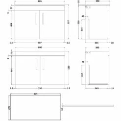Nuie Athena Wall Hung 2-Door Vanity Unit And Worktop 800mm Wide - Gloss White 12 Nuie Athena Wall Hung 2-Door Vanity Unit And Worktop 800mm Wide - Gloss White -HEATANDPLUMB Sales nuie athena vanity unit ath100w 1