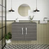 Nuie Athena Wall Hung 2-Door Vanity Unit And Worktop 800mm Wide - Anthracite Woodgrain -HEATANDPLUMB Sales nuie athena vanity unit ath100w 7