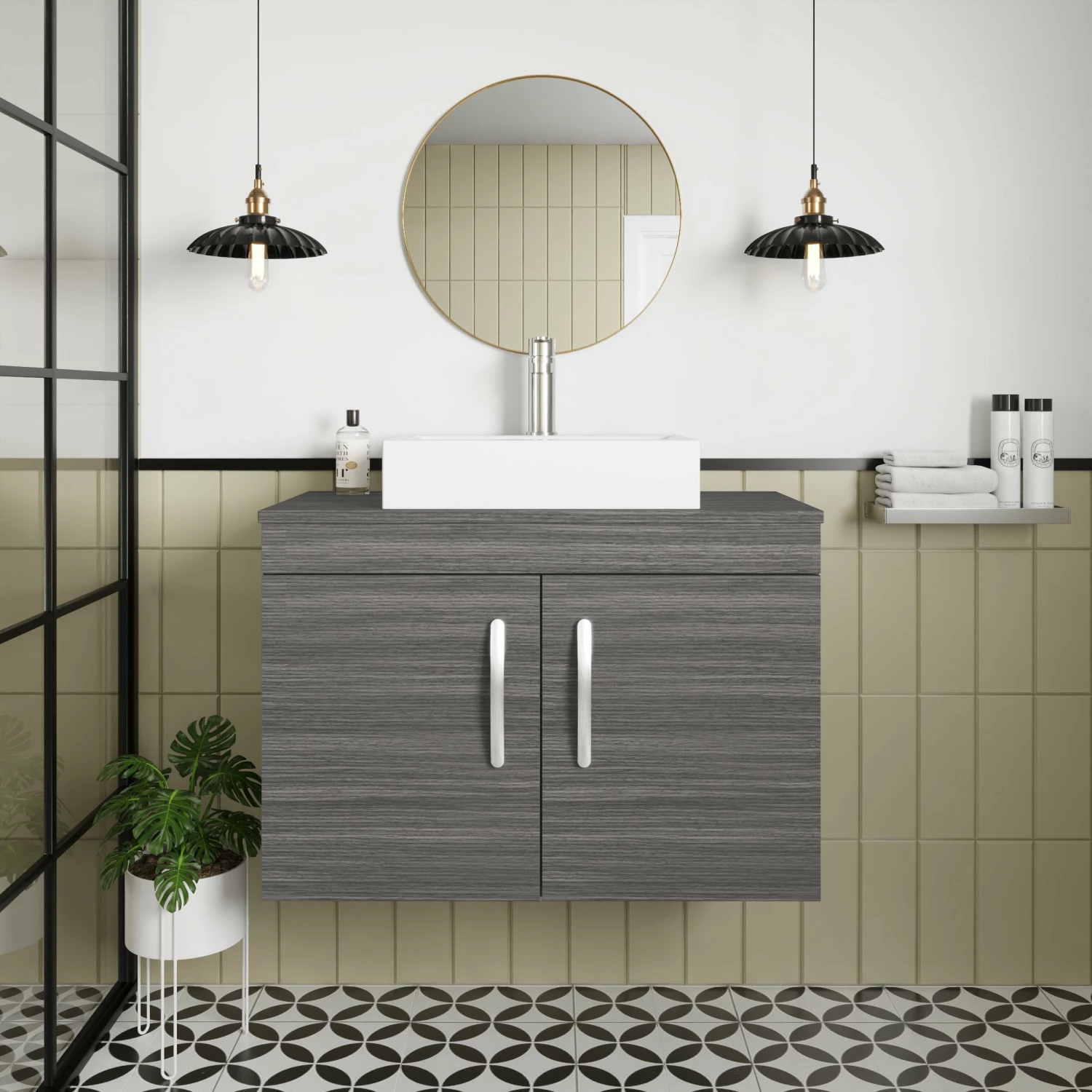 Nuie Athena Wall Hung 2-Door Vanity Unit And Worktop 800mm Wide - Natural Oak 10 Nuie Athena Wall Hung 2-Door Vanity Unit And Worktop 800mm Wide - Natural Oak - Image 8