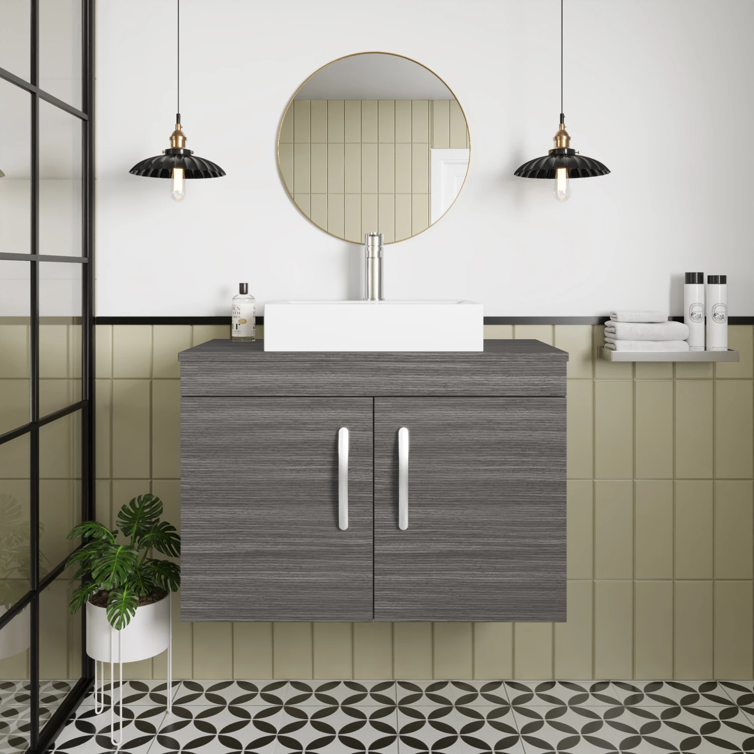 Nuie Athena Wall Hung 2-Door Vanity Unit And Worktop 800mm Wide - Gloss White 10 Nuie Athena Wall Hung 2-Door Vanity Unit And Worktop 800mm Wide - Gloss White - Image 8