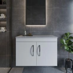 Nuie Athena Wall Hung 2-Door Vanity Unit With Grey Worktop 800mm Wide - Gloss White 15 Nuie Athena Wall Hung 2-Door Vanity Unit With Grey Worktop 800mm Wide - Gloss White -HEATANDPLUMB Sales nuie athena vanity unit ath102lbg 3