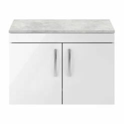 Nuie Athena Wall Hung 2-Door Vanity Unit With Grey Worktop 800mm Wide - Gloss White 14 Nuie Athena Wall Hung 2-Door Vanity Unit With Grey Worktop 800mm Wide - Gloss White -HEATANDPLUMB Sales nuie athena vanity unit ath102lbg 4