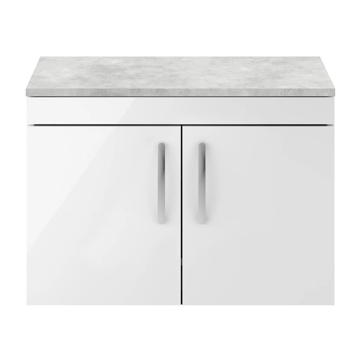 Nuie Athena Wall Hung 2-Door Vanity Unit With Grey Worktop 800mm Wide - Gloss White 7 Nuie Athena Wall Hung 2-Door Vanity Unit With Grey Worktop 800mm Wide - Gloss White - Image 5