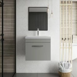 Nuie Athena Wall Hung 1-Drawer Vanity Unit With Basin-1 500mm Wide - Gloss Grey Mist -HEATANDPLUMB Sales nuie athena vanity unit ath104a 2 1