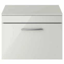 Nuie Athena Wall Hung 1-Drawer Vanity Unit And Worktop 600mm Wide - Gloss Grey Mist 12 Nuie Athena Wall Hung 1-Drawer Vanity Unit And Worktop 600mm Wide - Gloss Grey Mist -HEATANDPLUMB Sales nuie athena vanity unit ath109w