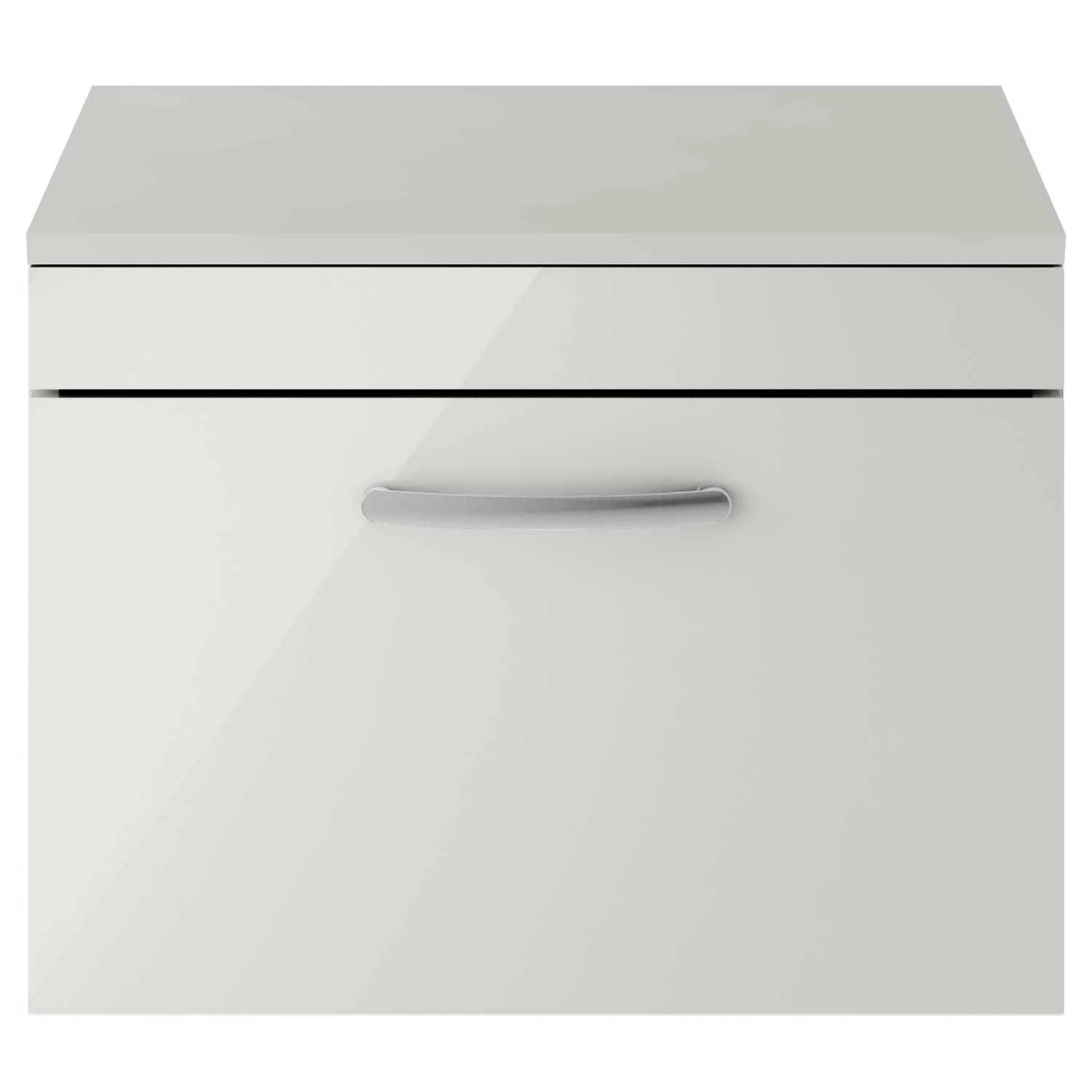 Nuie Athena Wall Hung 1-Drawer Vanity Unit And Worktop 600mm Wide - Gloss Grey Mist 5 Nuie Athena Wall Hung 1-Drawer Vanity Unit And Worktop 600mm Wide - Gloss Grey Mist - Image 3