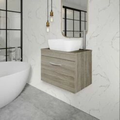 Nuie Athena Wall Hung 1-Drawer Vanity Unit And Worktop 600mm Wide - Gloss White -HEATANDPLUMB Sales nuie athena vanity unit pmathwh1drvuw60 8 1