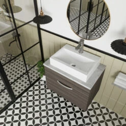 Nuie Athena Wall Hung 1-Drawer Vanity Unit And Worktop 600mm Wide - Gloss White