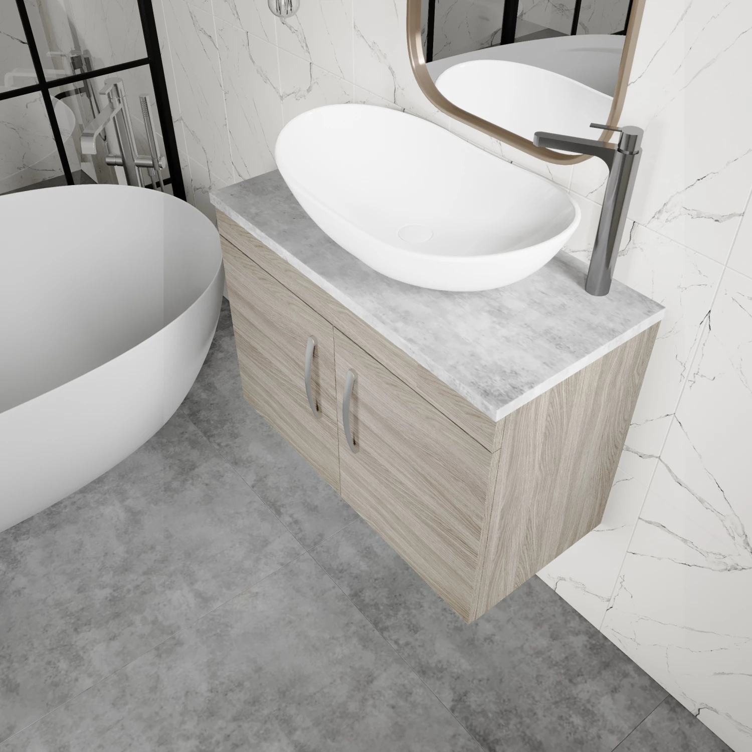 Nuie Athena Wall Hung 2-Door Vanity Unit And Worktop 800mm Wide - Gloss White 3 Nuie Athena Wall Hung 2-Door Vanity Unit And Worktop 800mm Wide - Gloss White