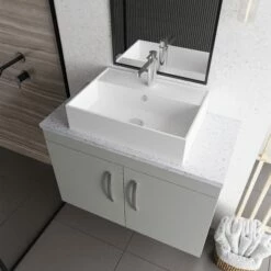 Nuie Athena Wall Hung 2-Door Vanity Unit And Worktop 800mm Wide - Anthracite Woodgrain -HEATANDPLUMB Sales nuie athena vanity unit pmathwh2dovuw80 12