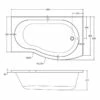 Nuie B-Shaped Shower Bath 1500mm X 735mm/900mm - Right Handed