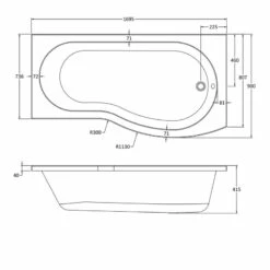 Nuie B-Shaped Shower Bath 1700mm X 735mm/900mm - Right Handed 10 Nuie B-Shaped Shower Bath 1700mm X 735mm/900mm - Right Handed -HEATANDPLUMB Sales nuie b shaped bath wbb1785r