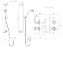 Nuie Beaumont Twin Shower Valve Rectangular Plate With Slider Shower Rail Kit 6 Nuie Beaumont Twin Shower Valve Rectangular Plate With Slider Shower Rail Kit -HEATANDPLUMB Sales nuie beaumont complete mixer shower a3050 a3211