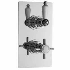 Nuie Beaumont Twin Thermostatic Concealed Shower Valve With Fixed Shower Head And Arm - Chrome