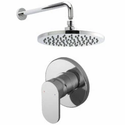 Nuie Binsey Round Manual Concealed Shower Valve With Fixed Head And Arm - Chrome