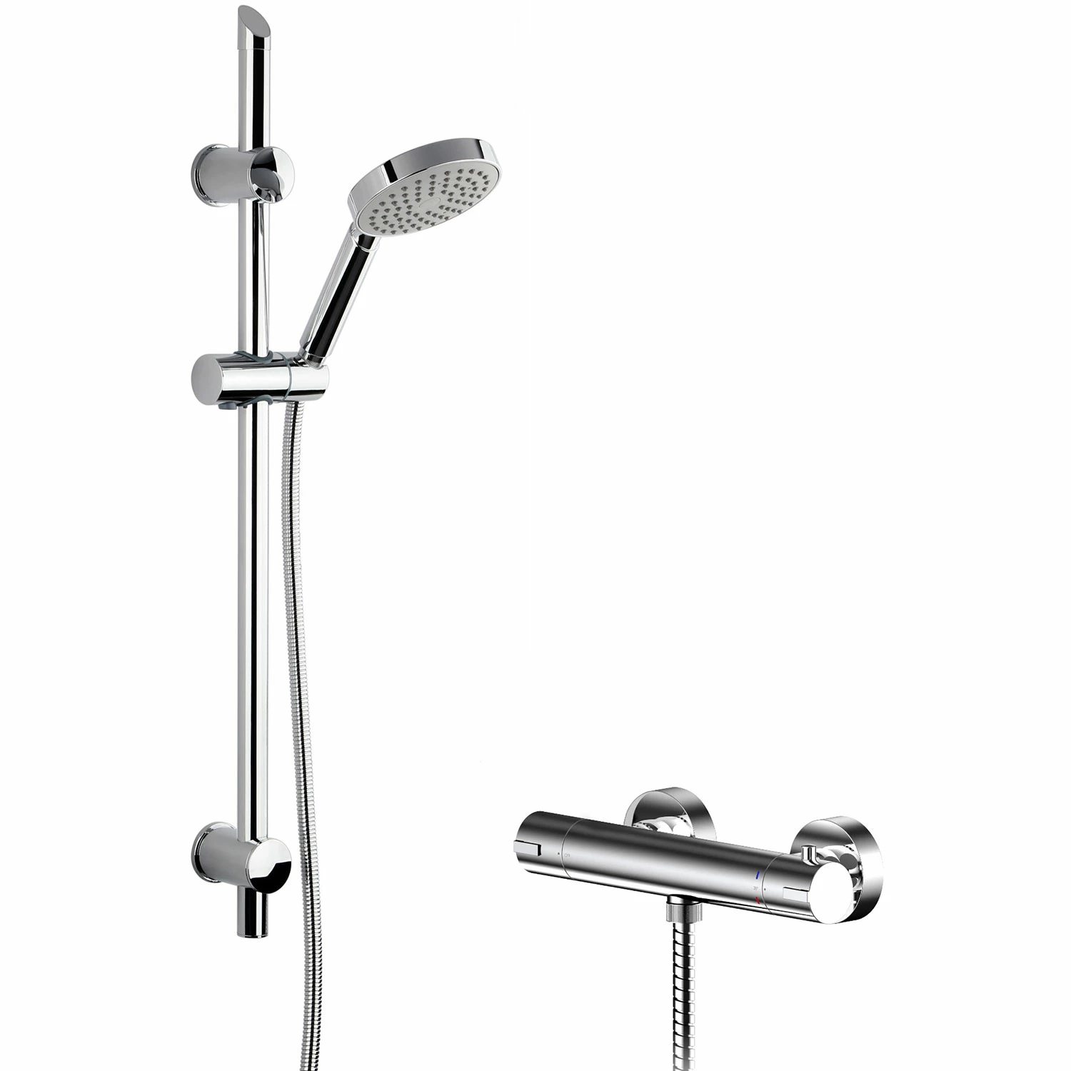 Nuie Binsey Round Thermostatic Bar Shower Valve With Slim Single Function Slider Rail Kit - Chrome 4 Nuie Binsey Round Thermostatic Bar Shower Valve With Slim Single Function Slider Rail Kit - Chrome - Image 2