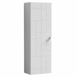 Nuie Blocks Wall Hung 1-Door Tall Storage Unit 400mm Wide - Satin White 9 Nuie Blocks Wall Hung 1-Door Tall Storage Unit 400mm Wide - Satin White -HEATANDPLUMB Sales nuie blocks bathroom furniture mof161a 3