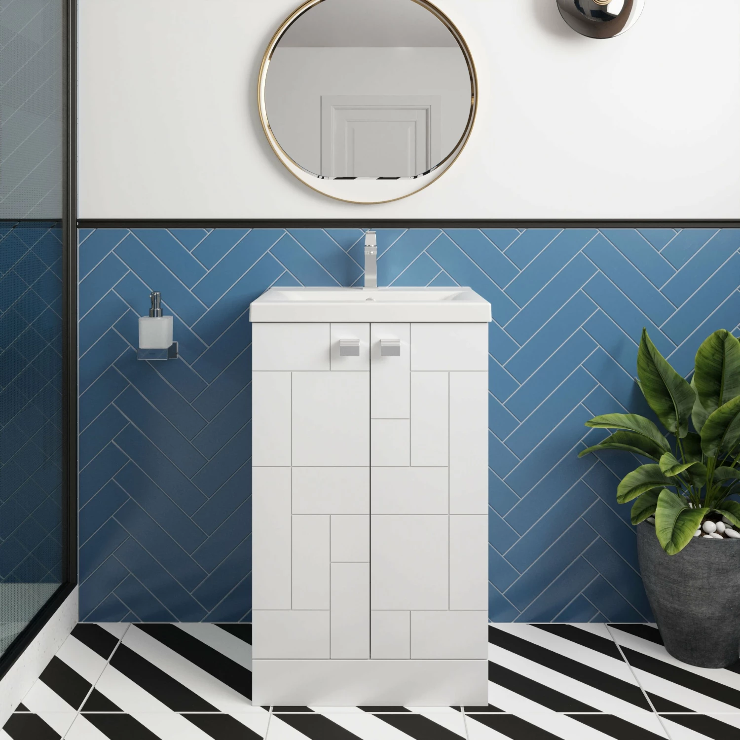 Nuie Blocks Floor Standing 2-Door Vanity Unit With Basin-4 500mm Wide - Satin White 7 Nuie Blocks Floor Standing 2-Door Vanity Unit With Basin-4 500mm Wide - Satin White - Image 5