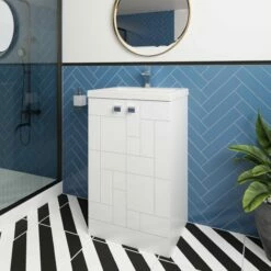 Nuie Blocks Floor Standing 2-Door Vanity Unit With Basin-4 500mm Wide - Satin White 12 Nuie Blocks Floor Standing 2-Door Vanity Unit With Basin-4 500mm Wide - Satin White -HEATANDPLUMB Sales nuie blocks vanity unit blo103a 4 1