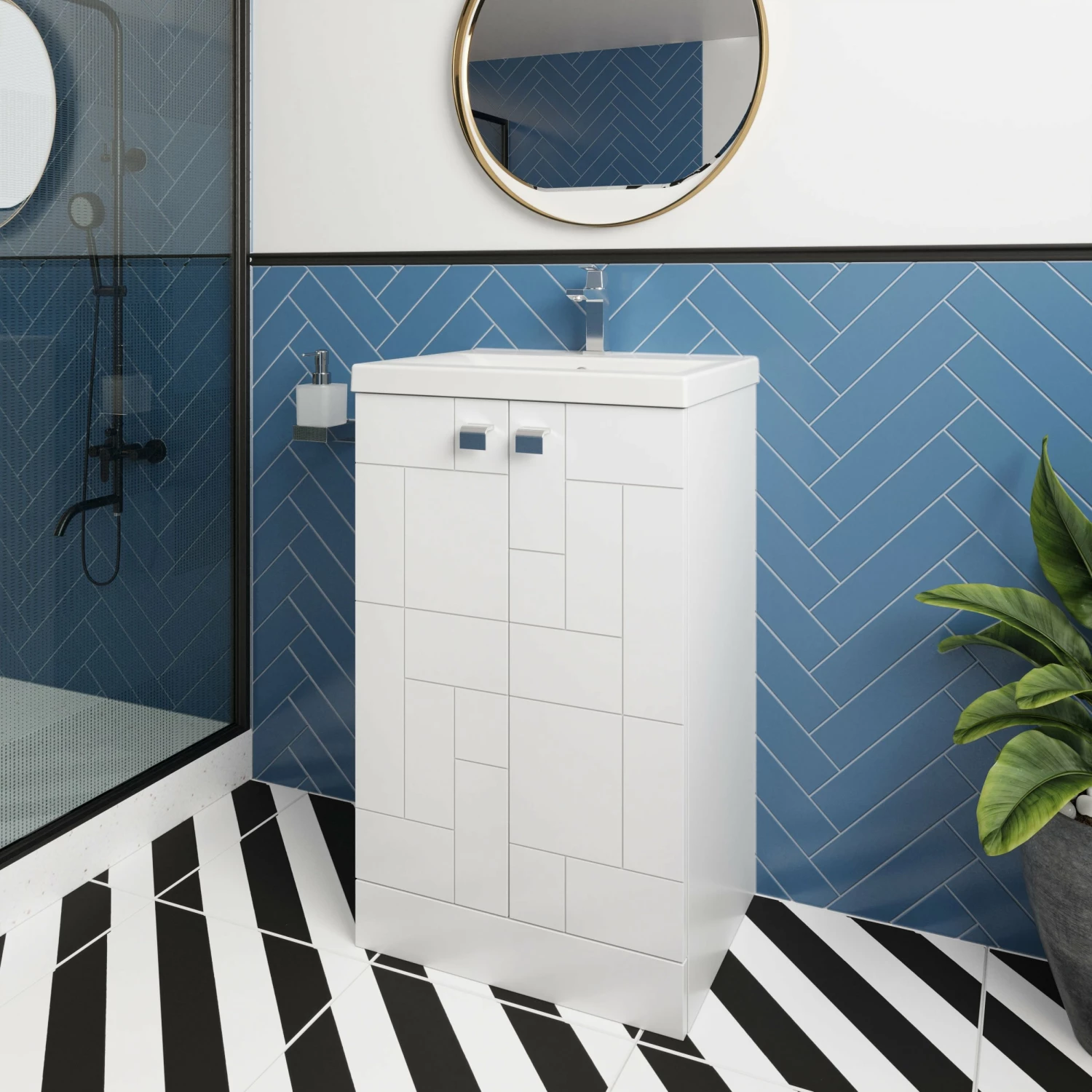 Nuie Blocks Floor Standing 2-Door Vanity Unit With Basin-4 500mm Wide - Satin White 6 Nuie Blocks Floor Standing 2-Door Vanity Unit With Basin-4 500mm Wide - Satin White - Image 4