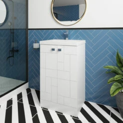 Nuie Blocks Floor Standing 2-Door Vanity Unit With Basin-1 500mm Wide - Satin White -HEATANDPLUMB Sales nuie blocks vanity unit blo103a 4