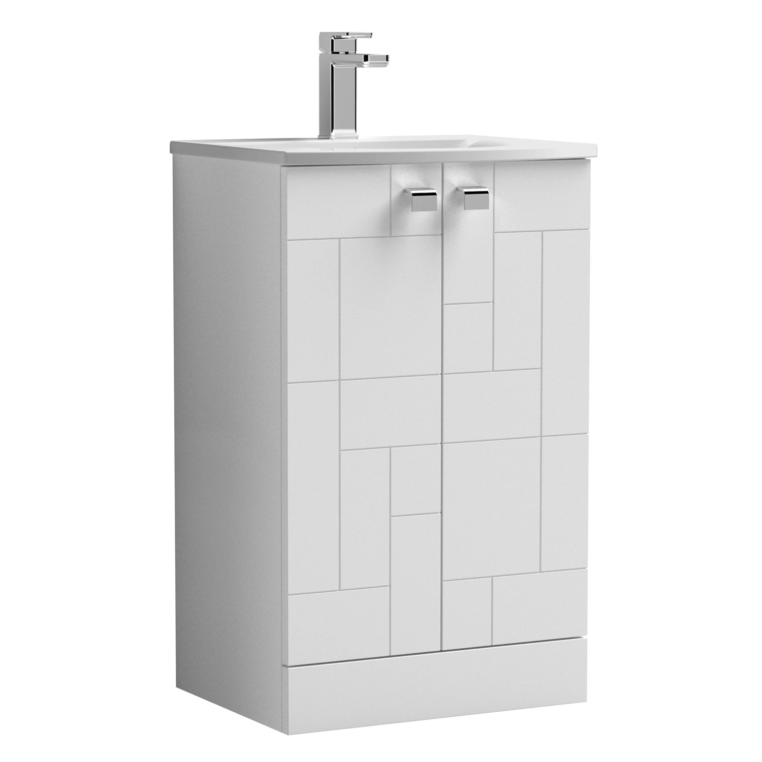 Nuie Blocks Floor Standing 2-Door Vanity Unit With Basin-4 500mm Wide - Satin White 8 Nuie Blocks Floor Standing 2-Door Vanity Unit With Basin-4 500mm Wide - Satin White - Image 6