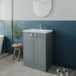 Nuie Blocks Floor Standing 2-Door Vanity Unit With Basin-4 500mm Wide - Satin Grey 13 Nuie Blocks Floor Standing 2-Door Vanity Unit With Basin-4 500mm Wide - Satin Grey -HEATANDPLUMB Sales nuie blocks vanity unit blo203a 4 1