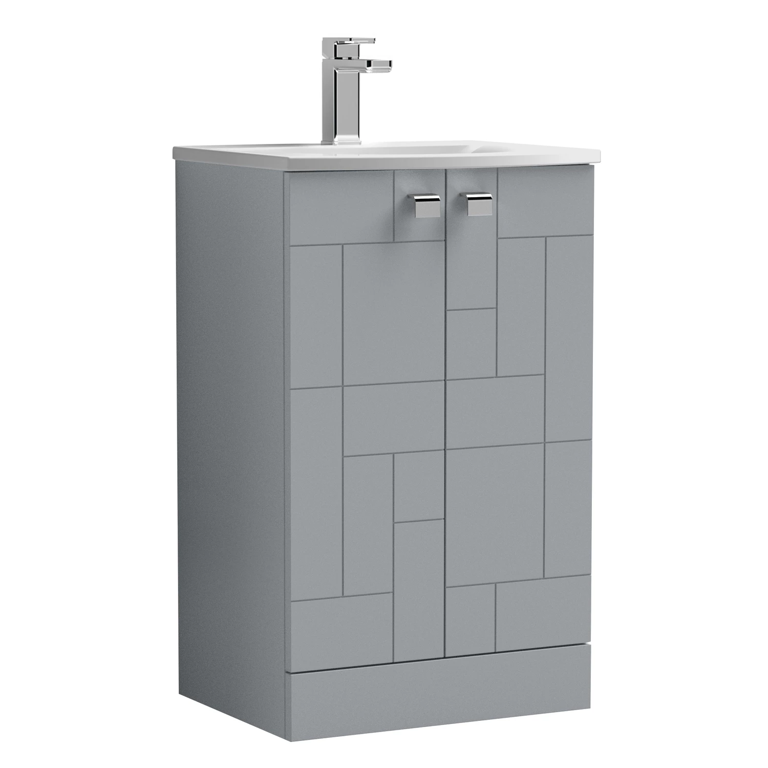 Nuie Blocks Floor Standing 2-Door Vanity Unit With Basin-4 500mm Wide - Satin Grey 9 Nuie Blocks Floor Standing 2-Door Vanity Unit With Basin-4 500mm Wide - Satin Grey - Image 7