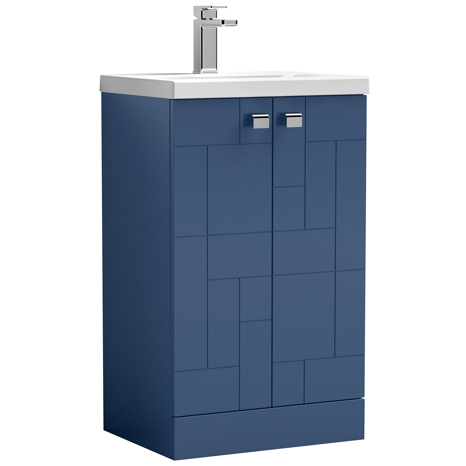 Nuie Blocks Floor Standing 2-Door Vanity Unit With Basin-1 500mm Wide - Satin Blue 8 Nuie Blocks Floor Standing 2-Door Vanity Unit With Basin-1 500mm Wide - Satin Blue - Image 6
