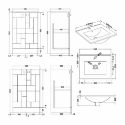 Nuie Blocks Floor Standing 2-Door Vanity Unit With Basin-2 500mm Wide - Satin Grey
