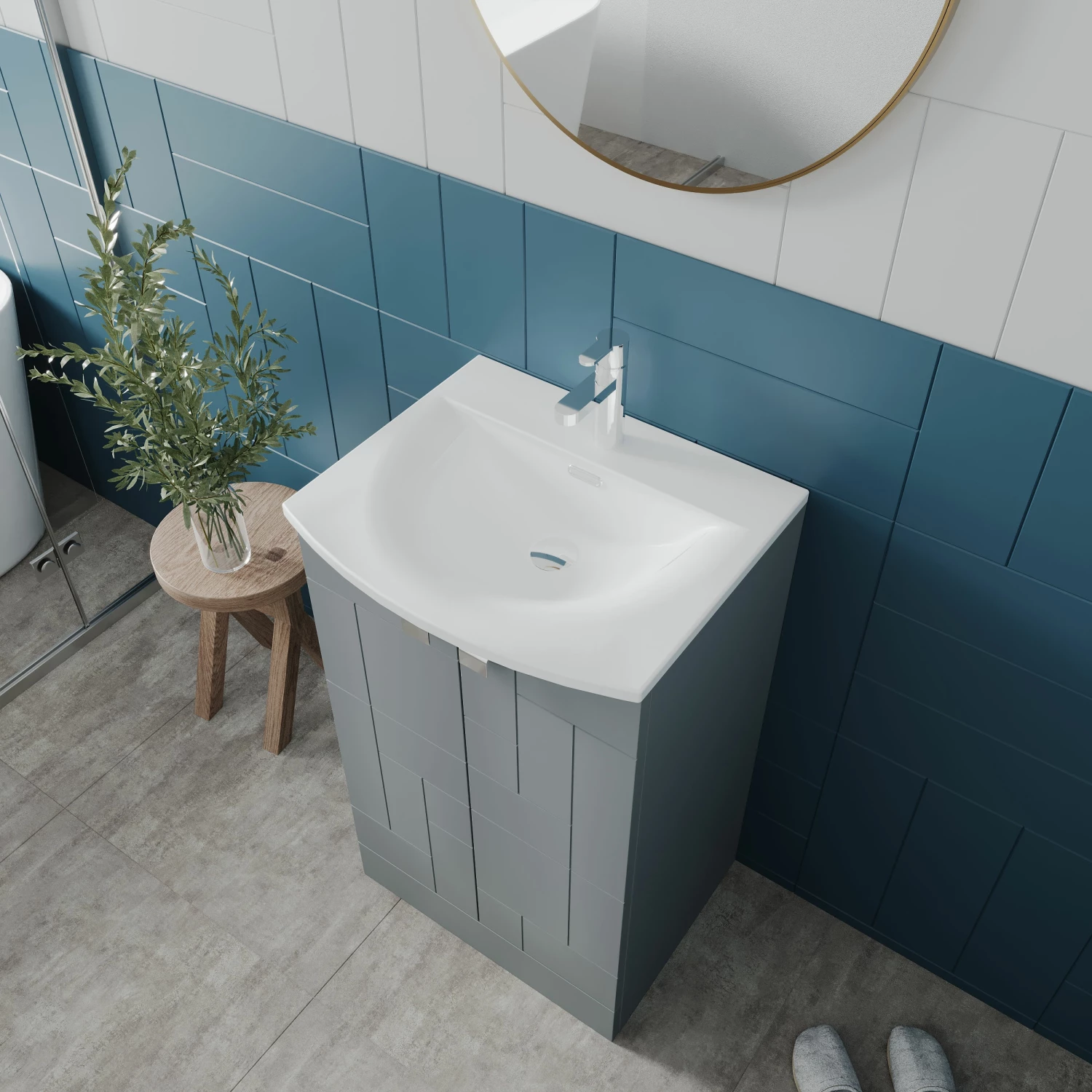 Nuie Blocks Floor Standing 2-Door Vanity Unit With Basin-4 500mm Wide - Satin White 3 Nuie Blocks Floor Standing 2-Door Vanity Unit With Basin-4 500mm Wide - Satin White