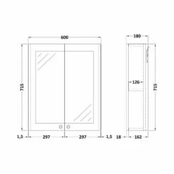 Nuie Classique 2-Door Mirrored Bathroom Cabinet 600mm Wide - Satin White 5 Nuie Classique 2-Door Mirrored Bathroom Cabinet 600mm Wide - Satin White -HEATANDPLUMB Sales nuie classique bathroom furniture cla117 4