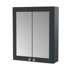 Nuie Classique 2-Door Mirrored Bathroom Cabinet 600mm Wide - Satin Anthracite