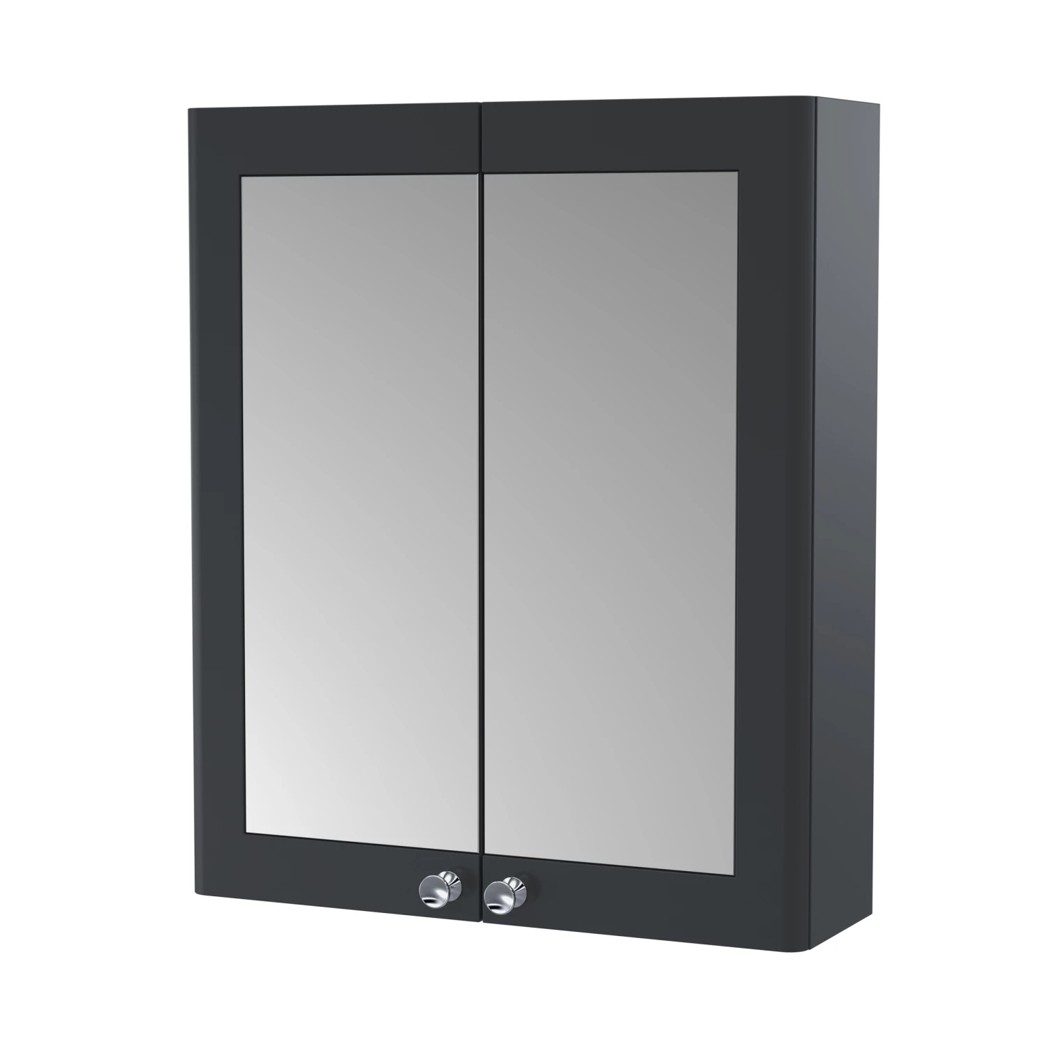 Nuie Classique 2-Door Mirrored Bathroom Cabinet 600mm Wide - Satin Anthracite 3 Nuie Classique 2-Door Mirrored Bathroom Cabinet 600mm Wide - Satin Anthracite