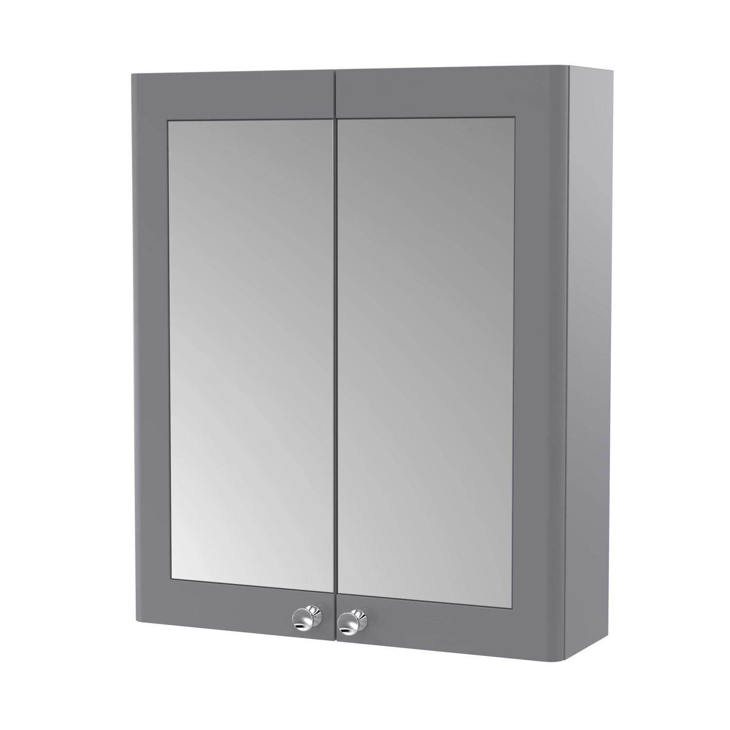 Nuie Classique 2-Door Mirrored Bathroom Cabinet 600mm Wide - Satin Grey 3 Nuie Classique 2-Door Mirrored Bathroom Cabinet 600mm Wide - Satin Grey